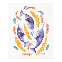 Swirling Narwhals | Purple (Print Only)