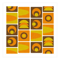 70s Cube Geo Brown  (Print Only)