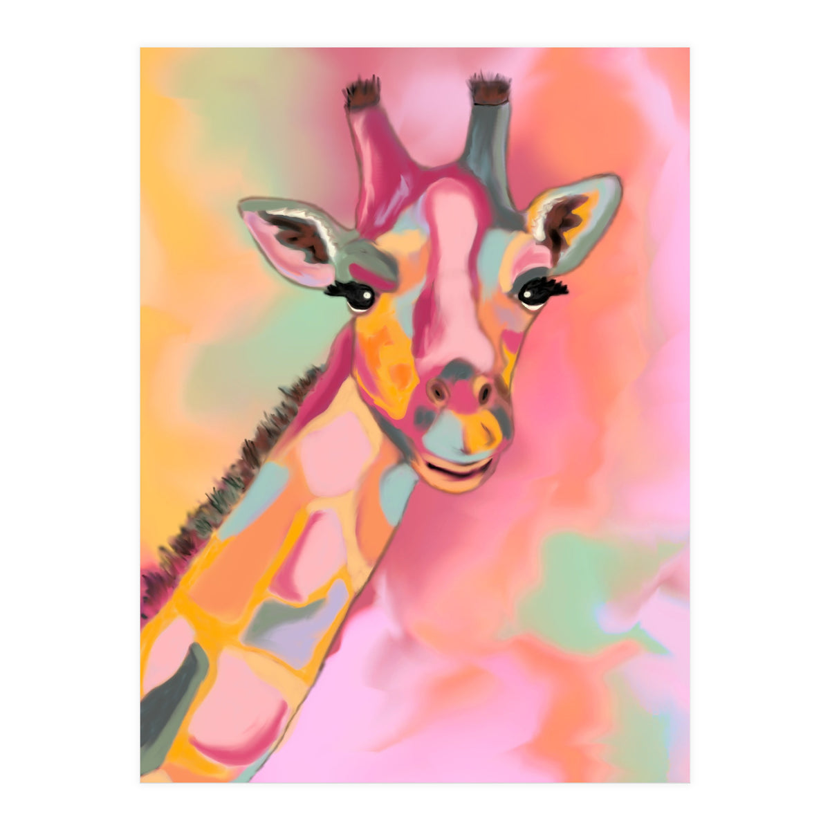 Giraffe Reaching the Rainbow (Print Only)