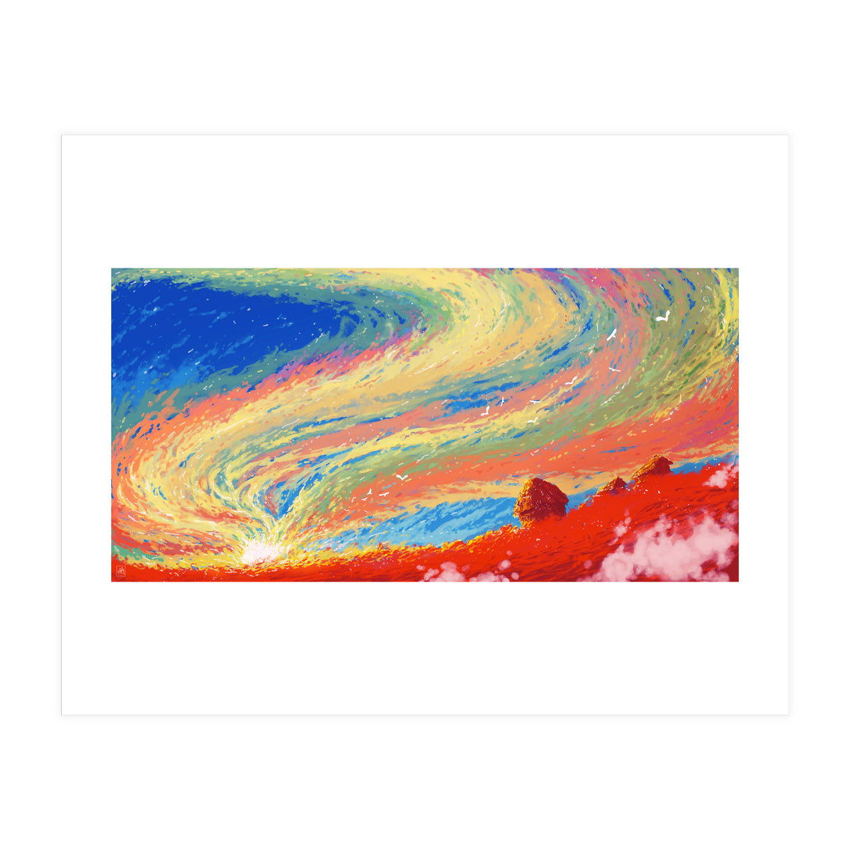 Haystacks At Sunset Reimagined (Print Only)