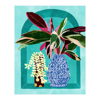 Moroccan Shelfie | Tropical Teal Plants Botanical | Exotic Modern Bohemian Eclectic Décor  (Print Only)