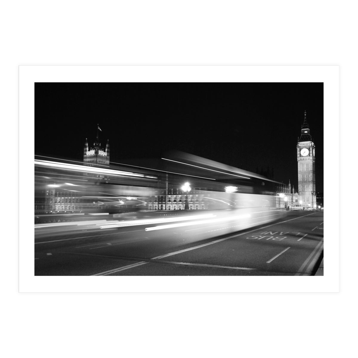 Big Ben At Night - black and white (Print Only)