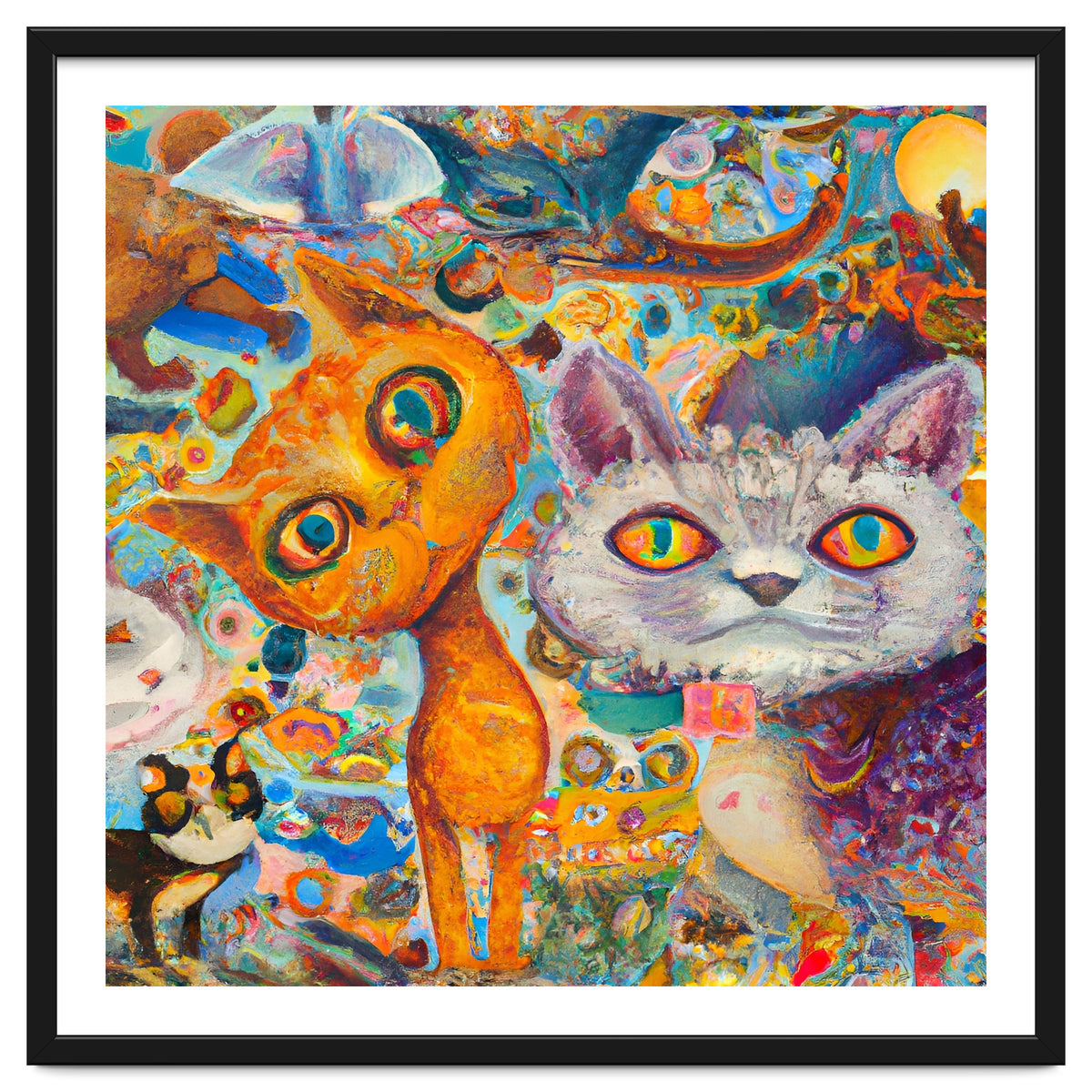 Chaotic and Colorful Fantasy Cat Collage 14