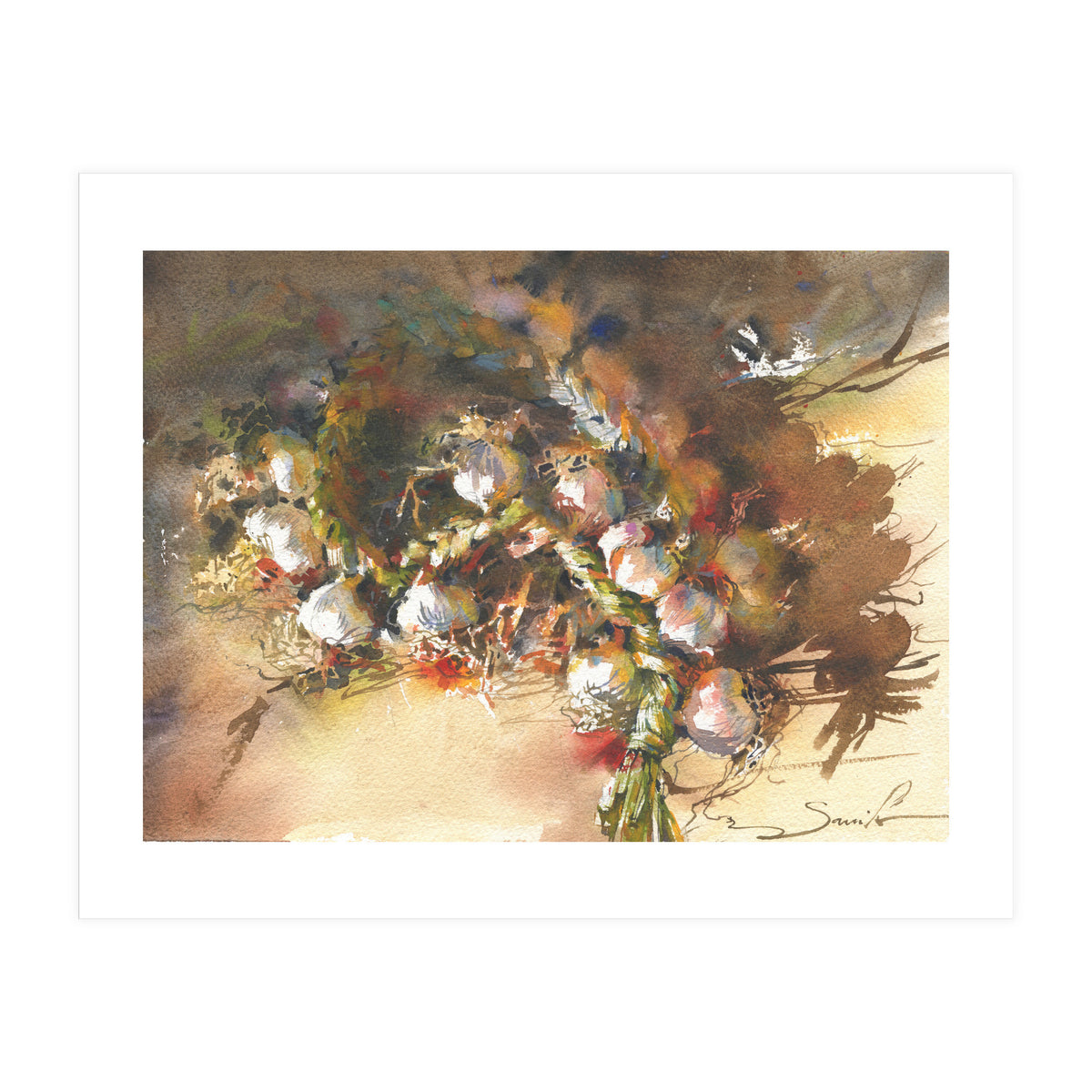 Still life garlic Watercolor  (Print Only)