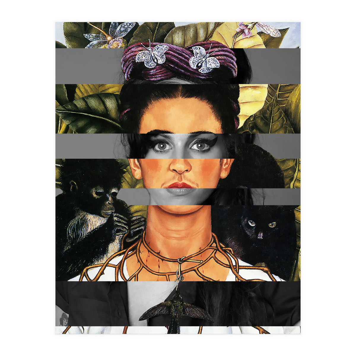 Frida's Self Portrait With Thorn Necklace & Amy Winehouse (Print Only)