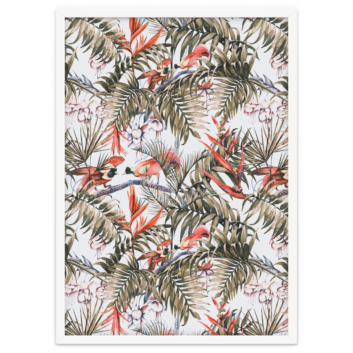 Exotic birds in the jungle paradise