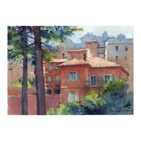 Sunny city landscape. Watercolor (Print Only)