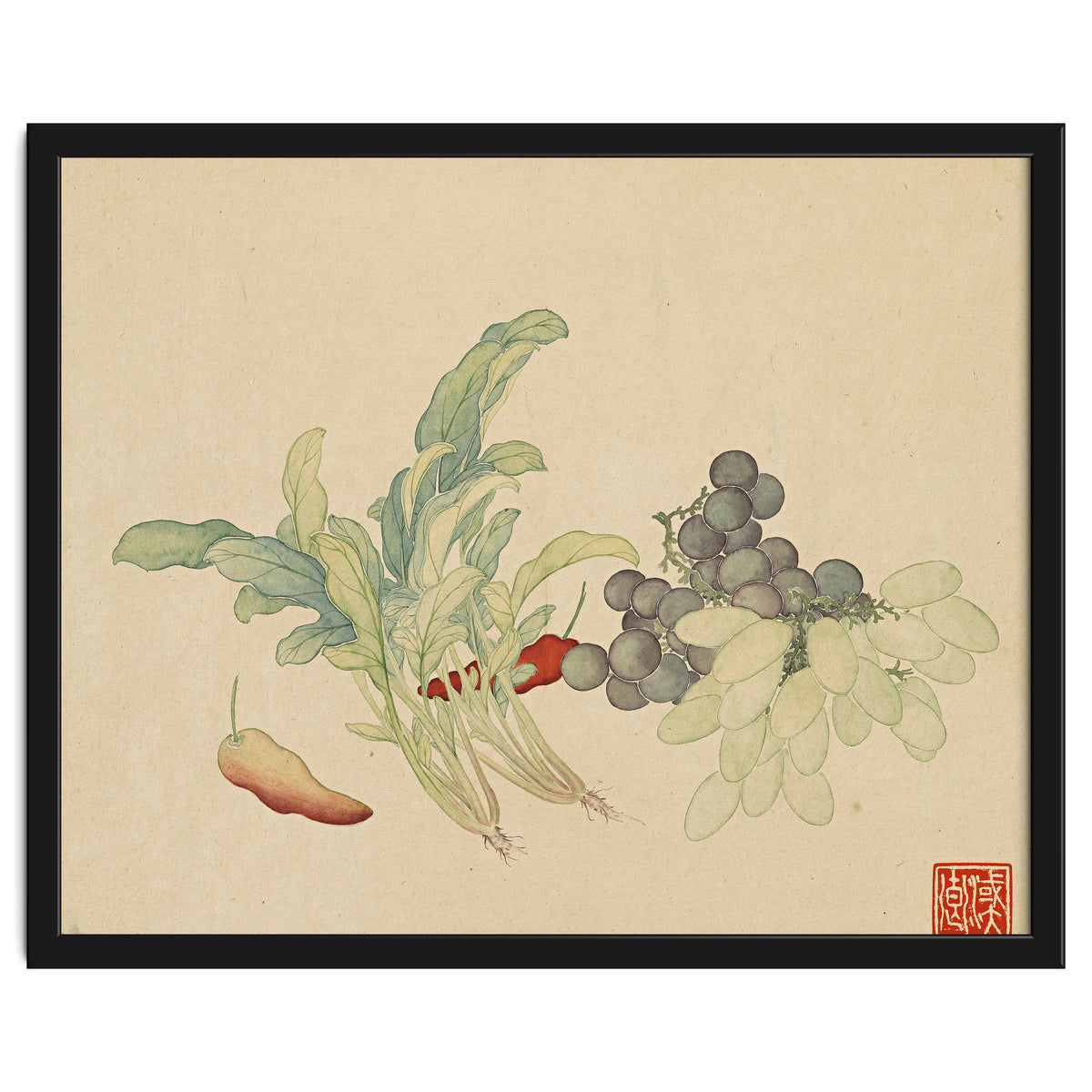 Wang Chengyu ~ Flowers And Vegetables, Vegetables, Fruits, Peppers, Millet Hot, Grapes, Spinach