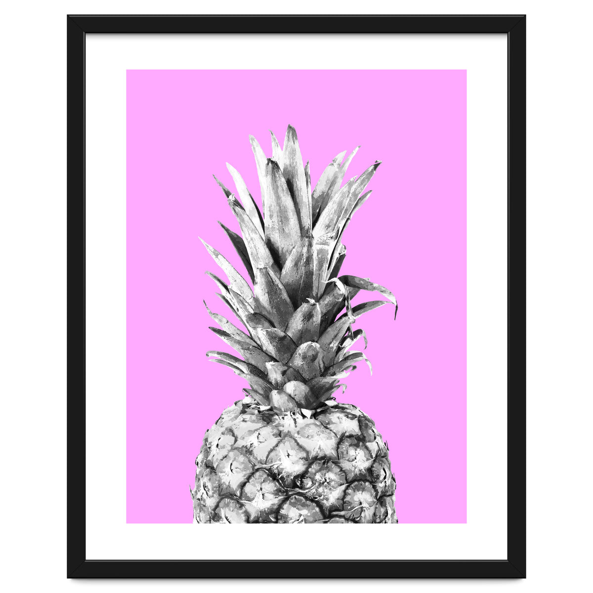 Black and White Pineapple Pink Background