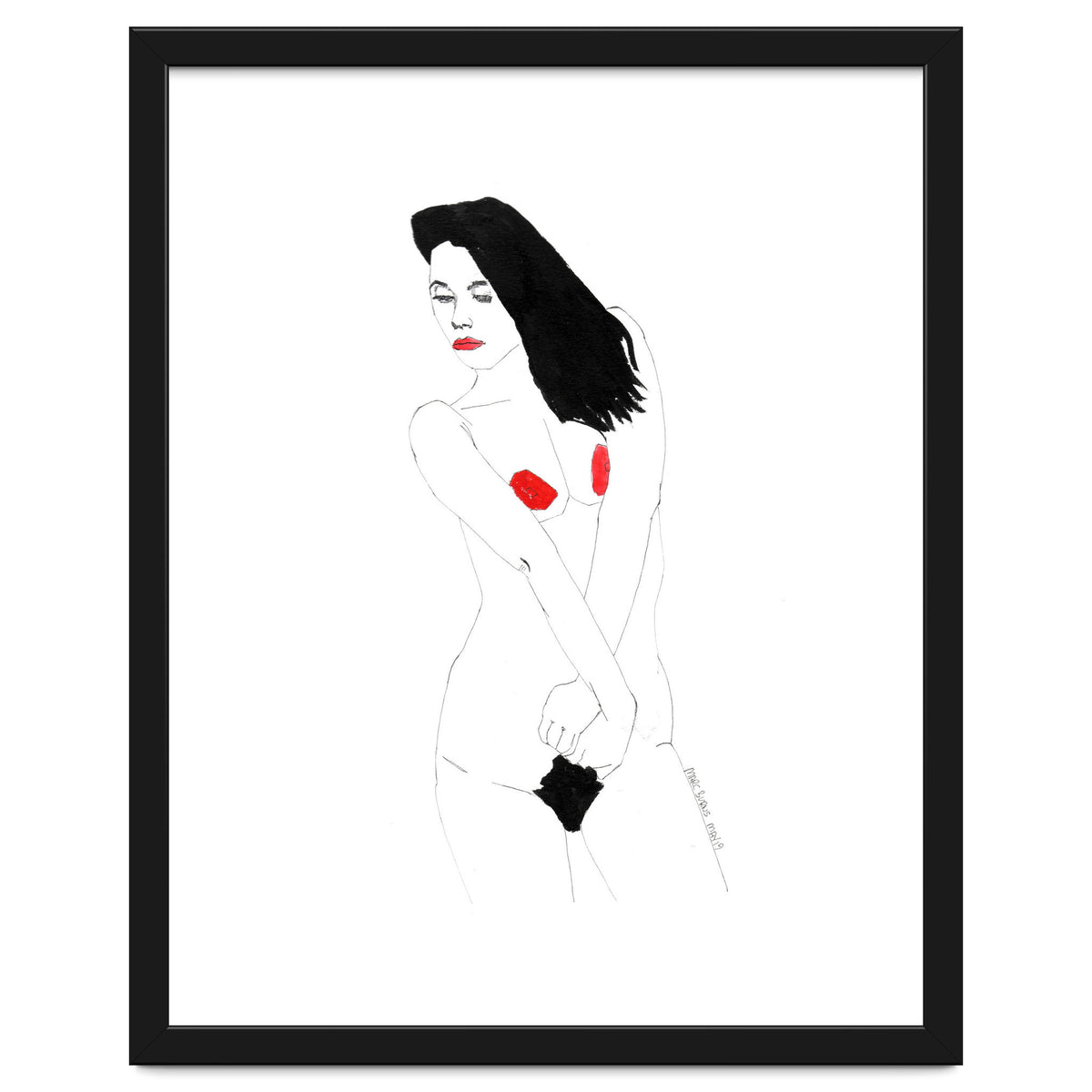 Untitled #19 - Nude in black and red