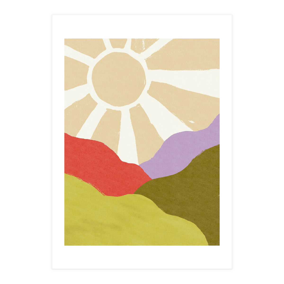 Sunshine & Hills \\ Retro Landscape  (Print Only)