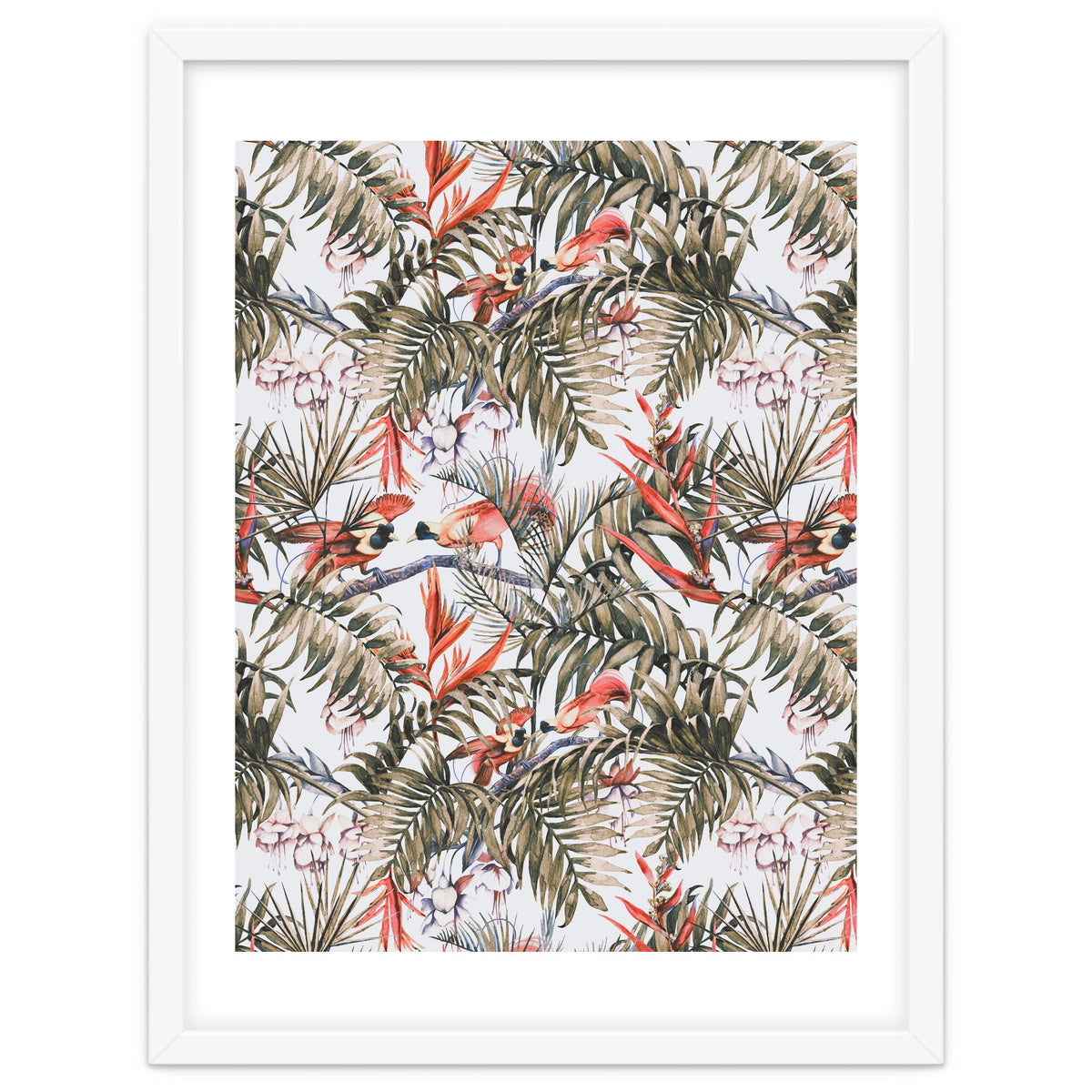 Exotic birds in the jungle paradise