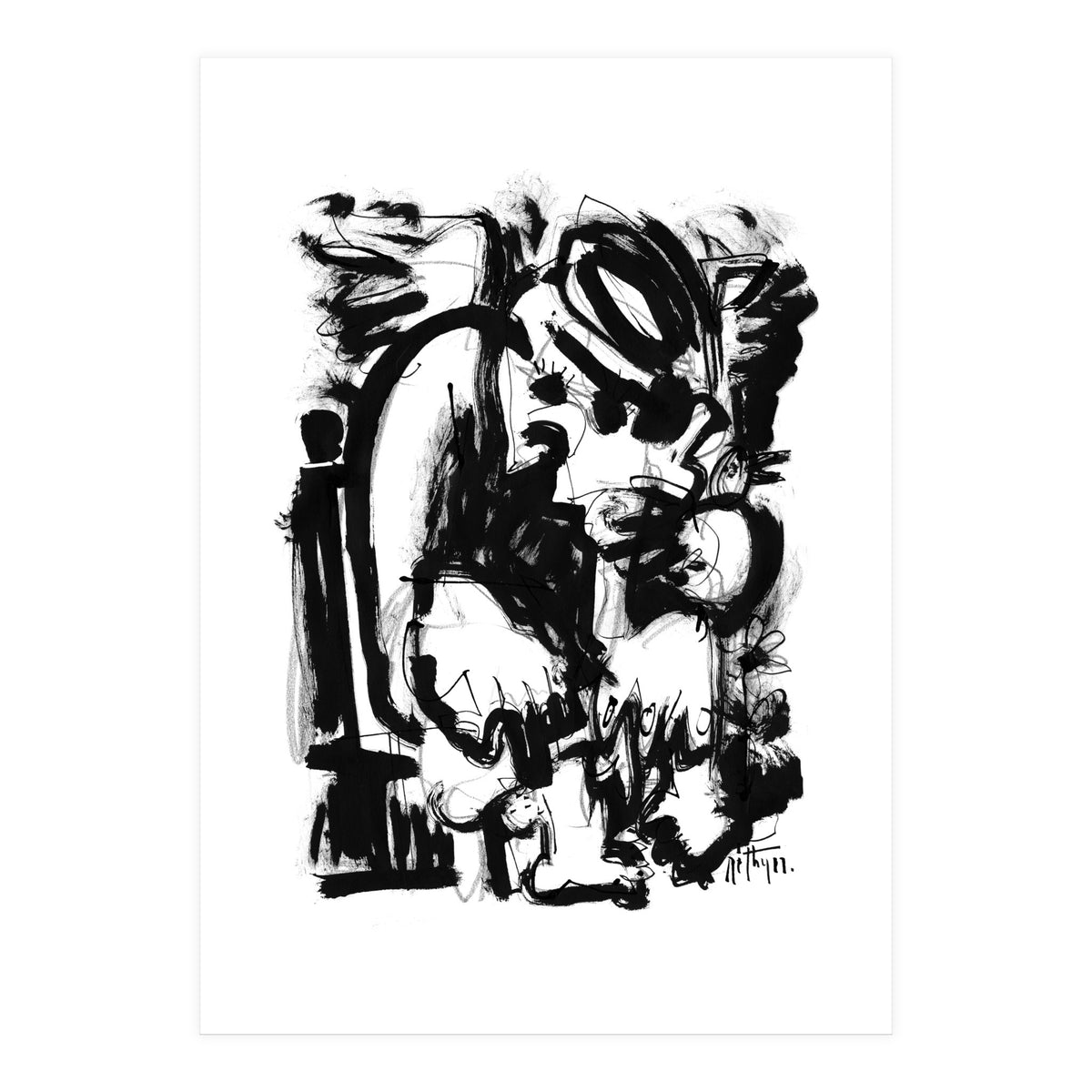 Saint With Bird - b&w (Print Only)