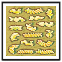 Pasta shapes fusilli and rotini