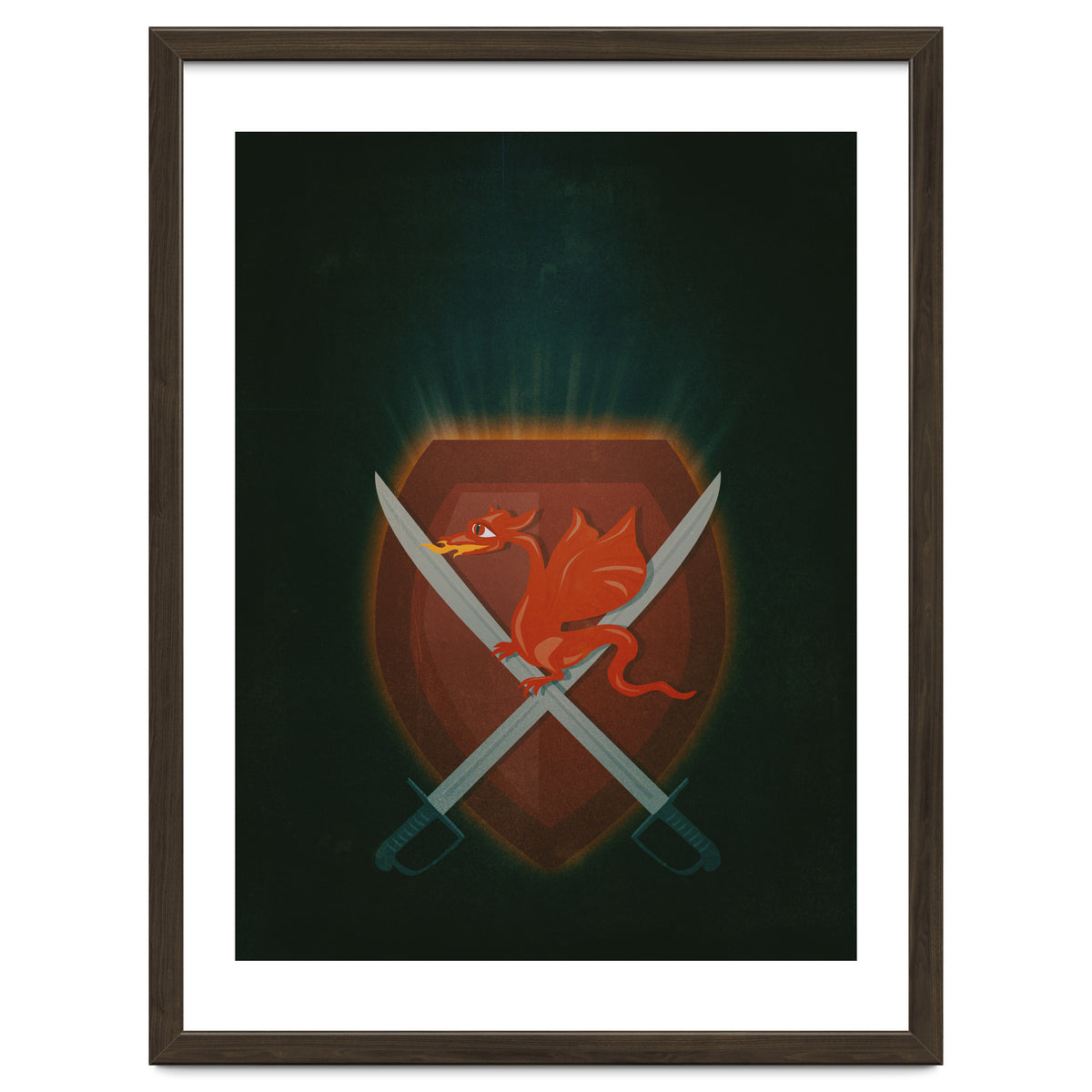 Heraldic dragon and cutlasses