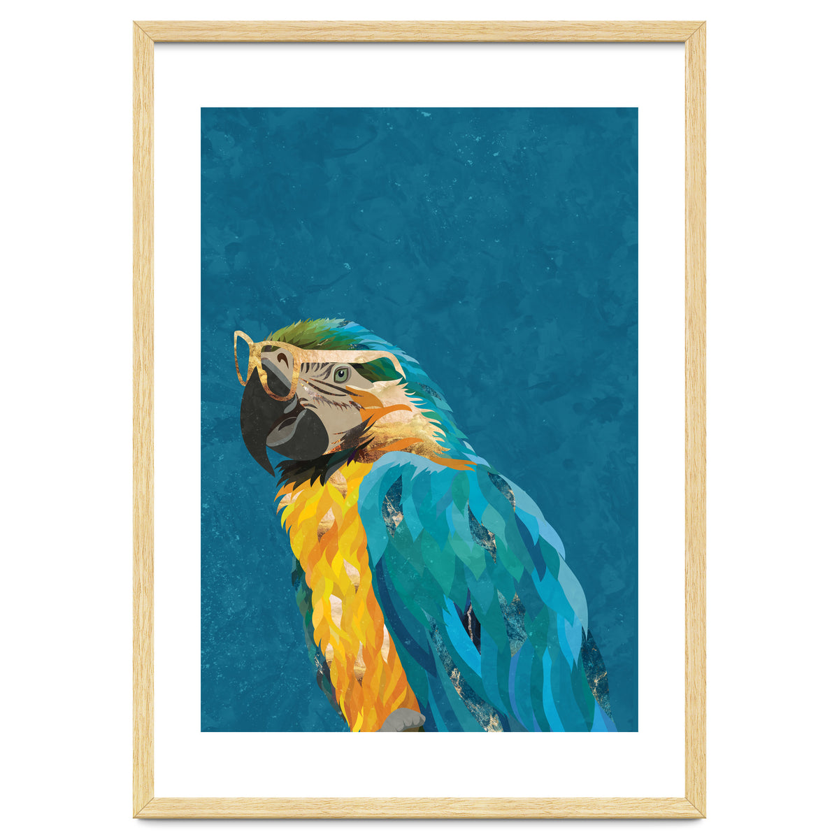 Macaw Portrait Blue Gold Glasses