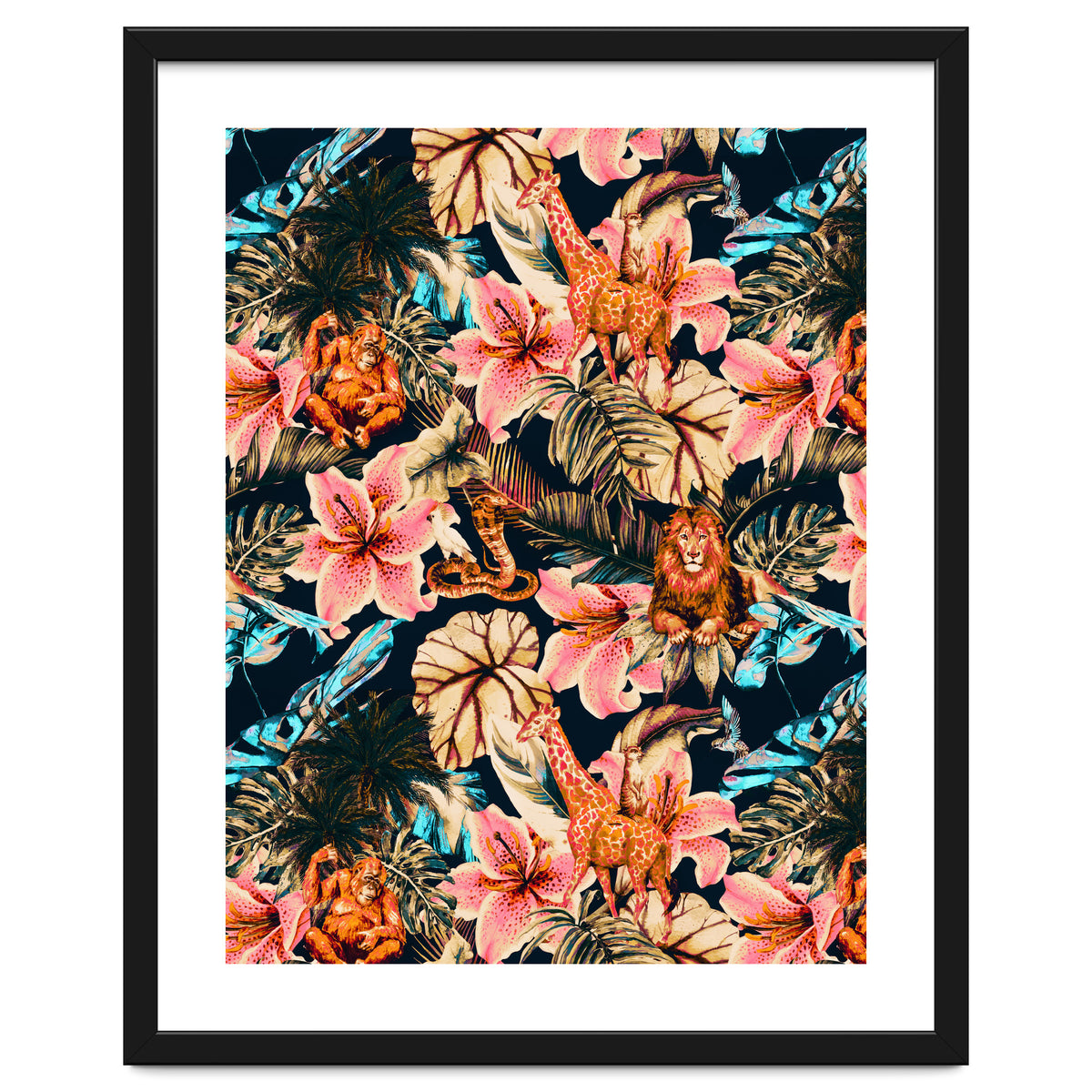 Wild animals in the dark of the jungle 02