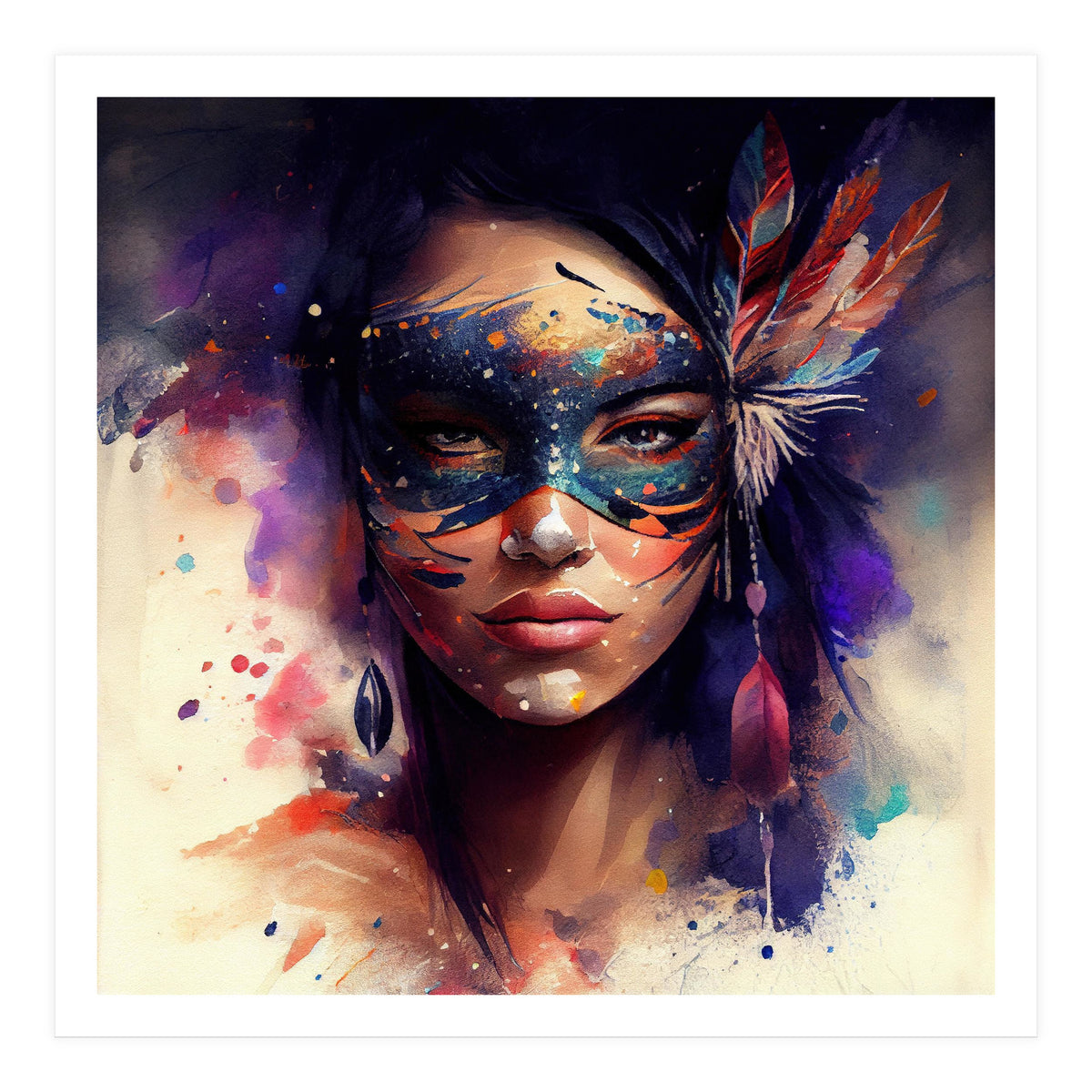 Watercolor Carnival Woman #1 (Print Only)