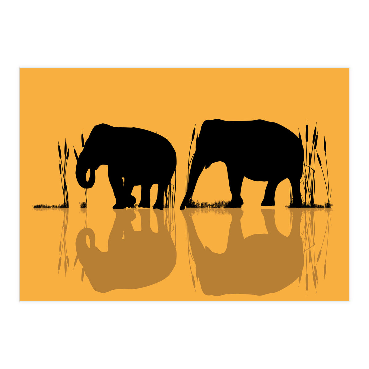 Elephants In The Water (Print Only)