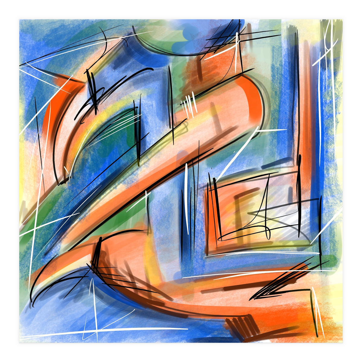 Emersions in blue and orange (Print Only)