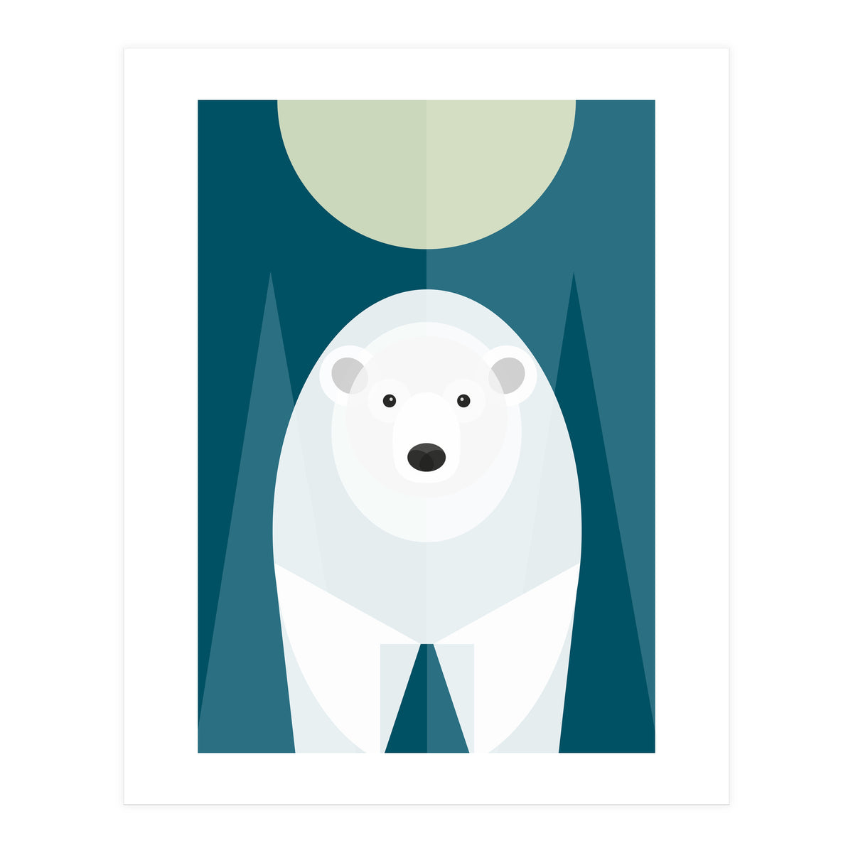 Mid Century Geometric Polar Bear (Print Only)
