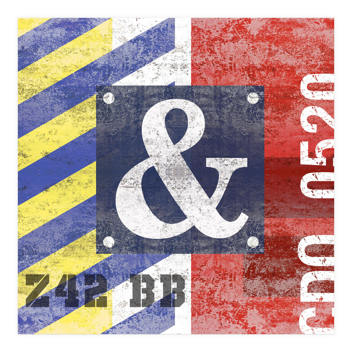 Blue Ampersand Industrial Abstract (Print Only)