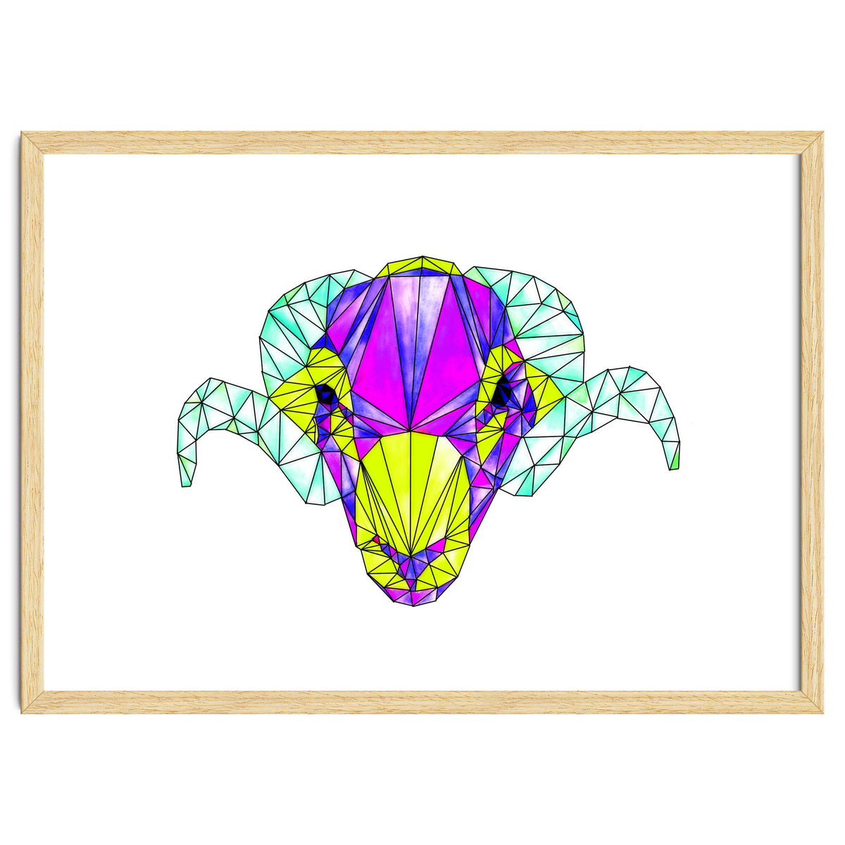 Colourful Geometric Swaledale Sheep Tup with Black Lines