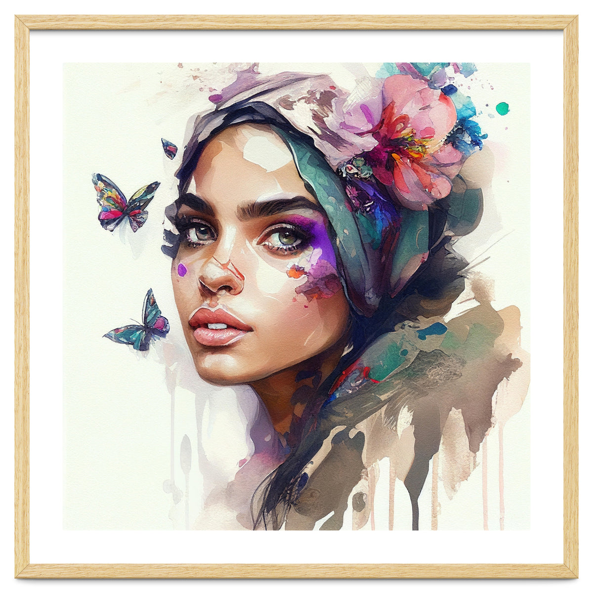 Watercolor Floral Arabian Woman #8