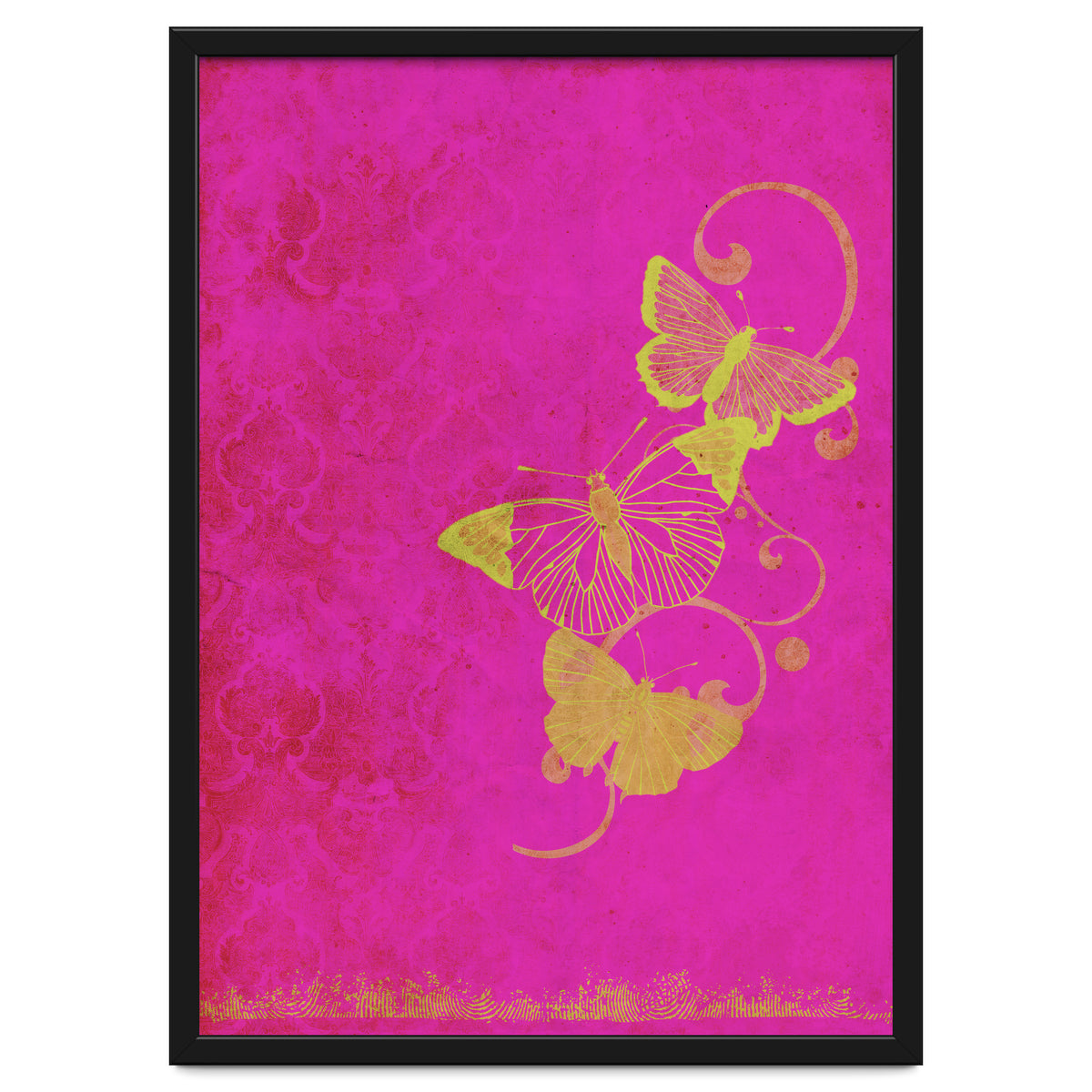 Yellow Butterflies on Pink