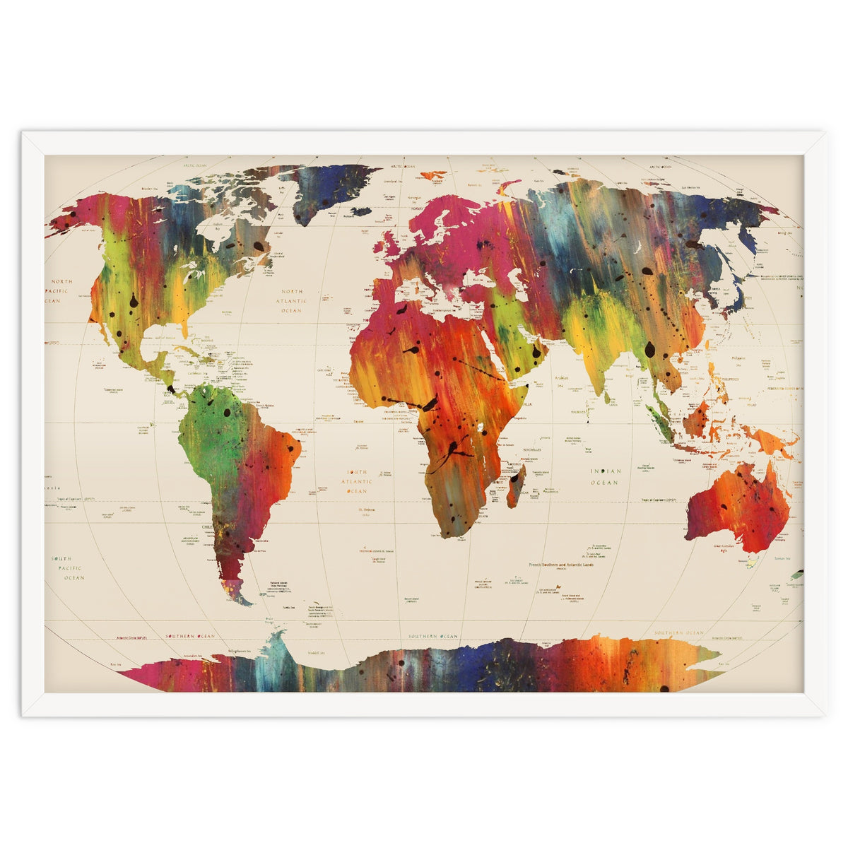 ALLOVER THE WORLD-Painted map