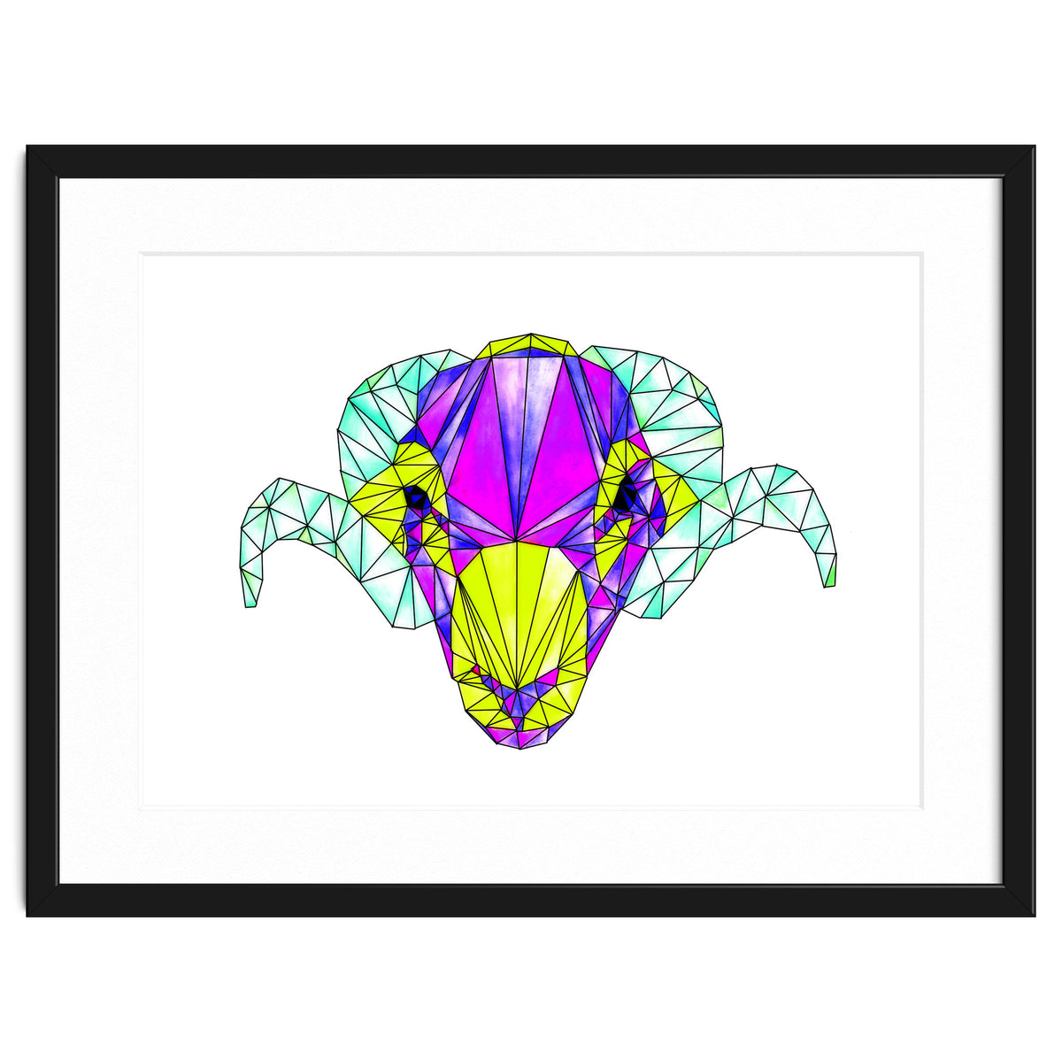 Colourful Geometric Swaledale Sheep Tup with Black Lines