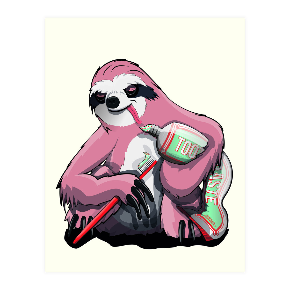 Sloth Brushing Teeth, Funny Bathroom Humour (Print Only)