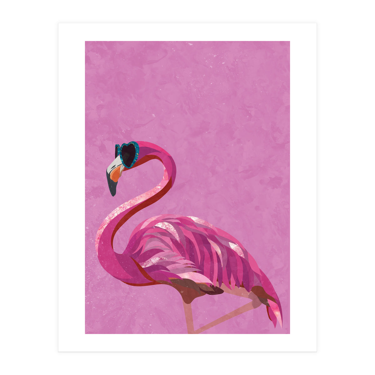 Pink Flamingo Wearing Glasses (Print Only)