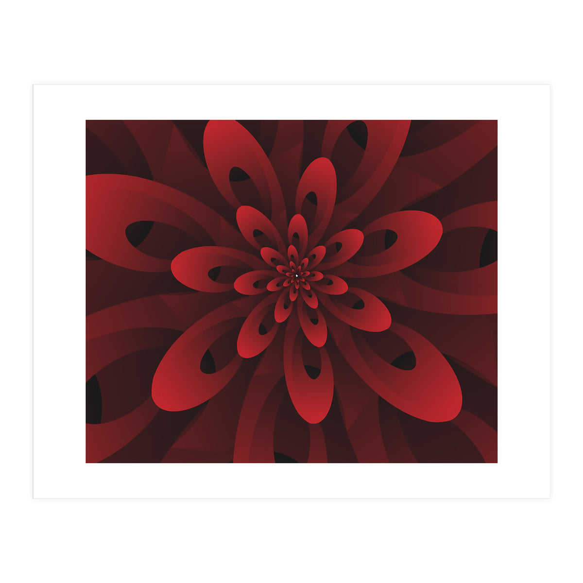 Abstract Digital Modern Red Floral 3D ART (Print Only)