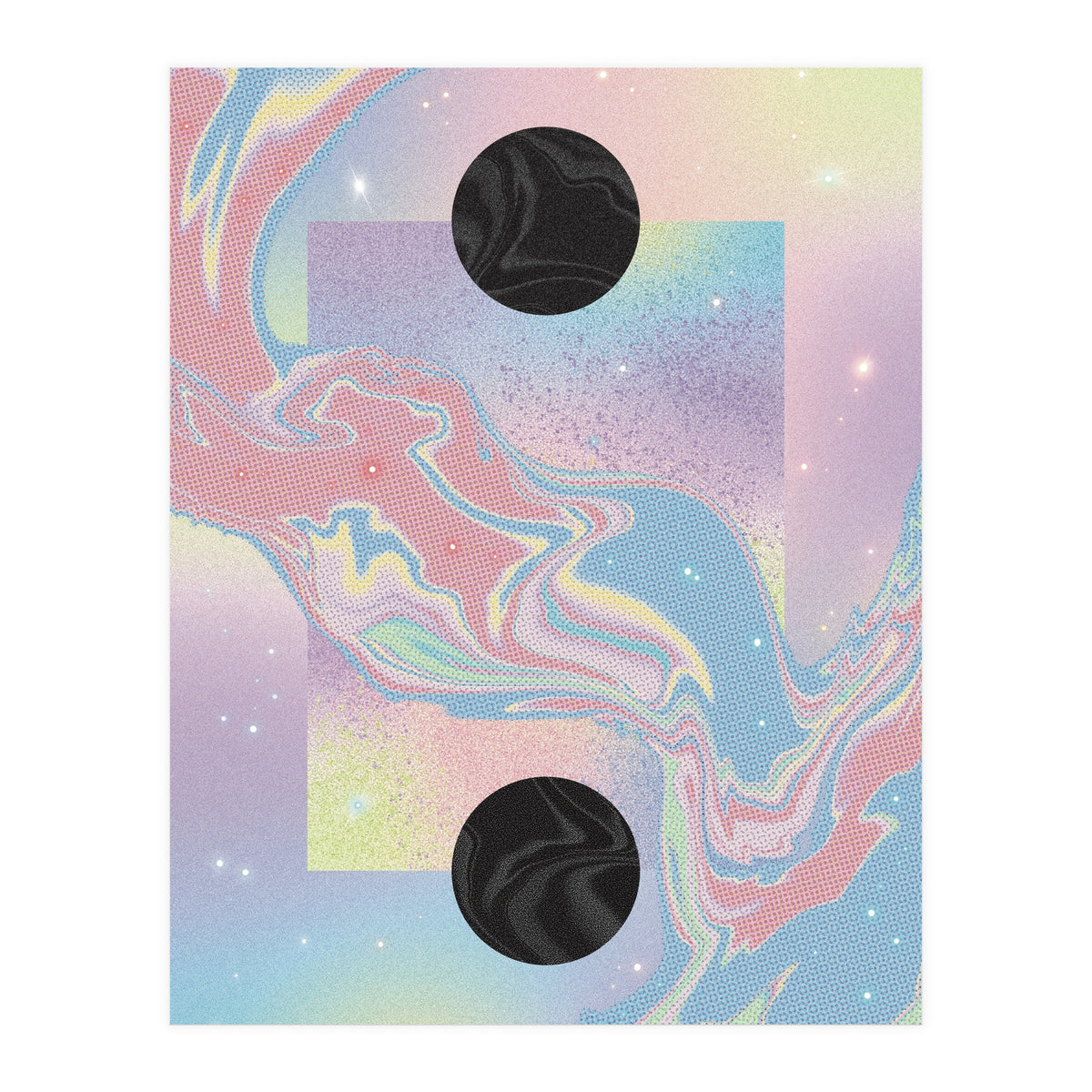 Pink Pastel Space Planet Yin Yang (Print Only)
