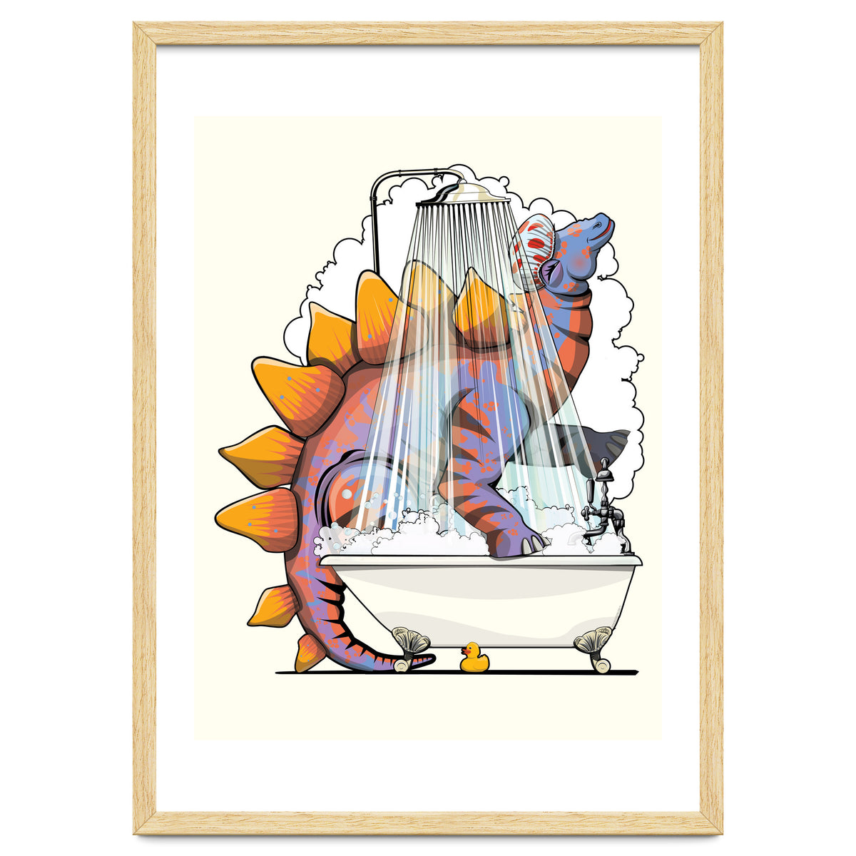 Dinosaur Stegosaurus in the Shower, funny bathroom humour