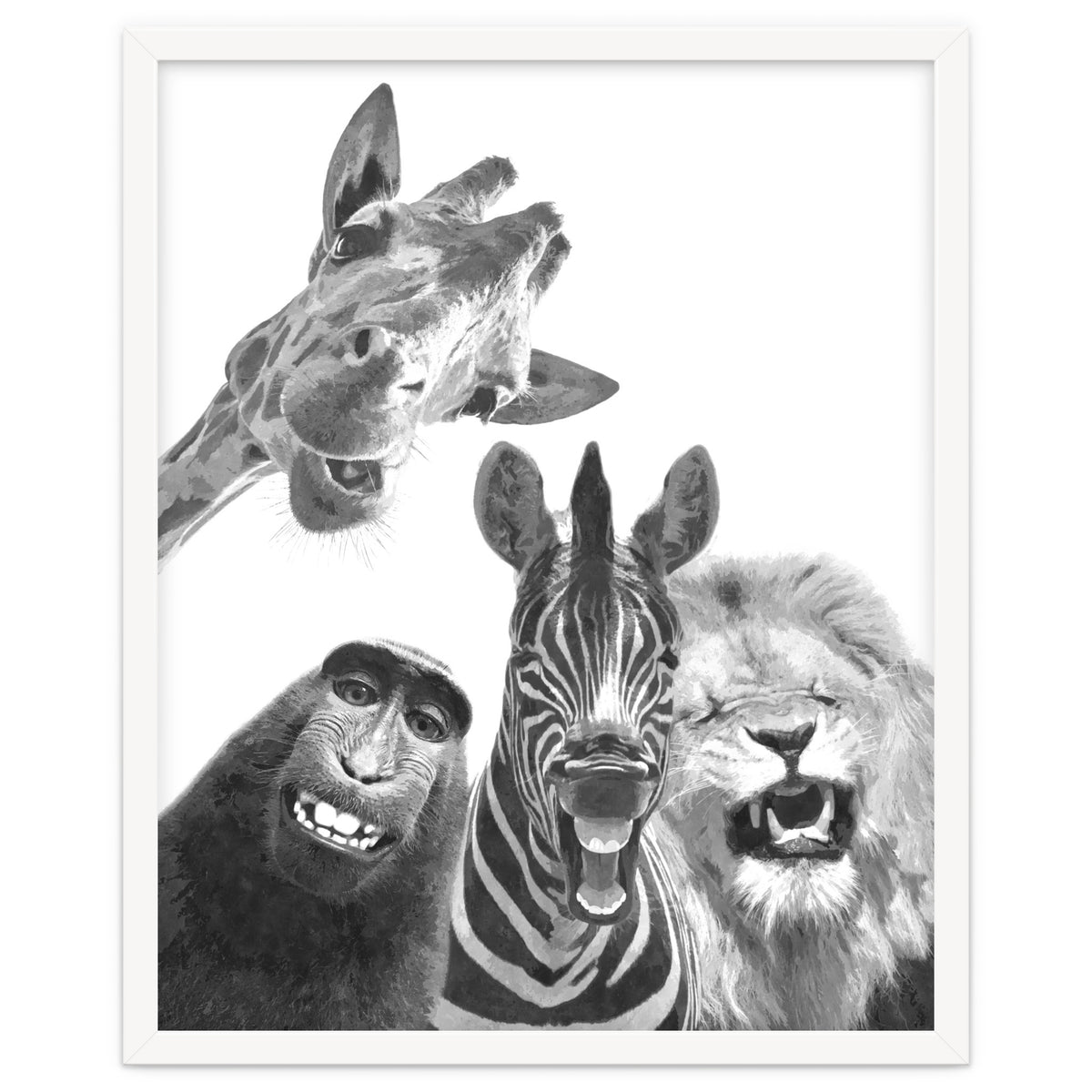 Black and White Jungle Animal Friends