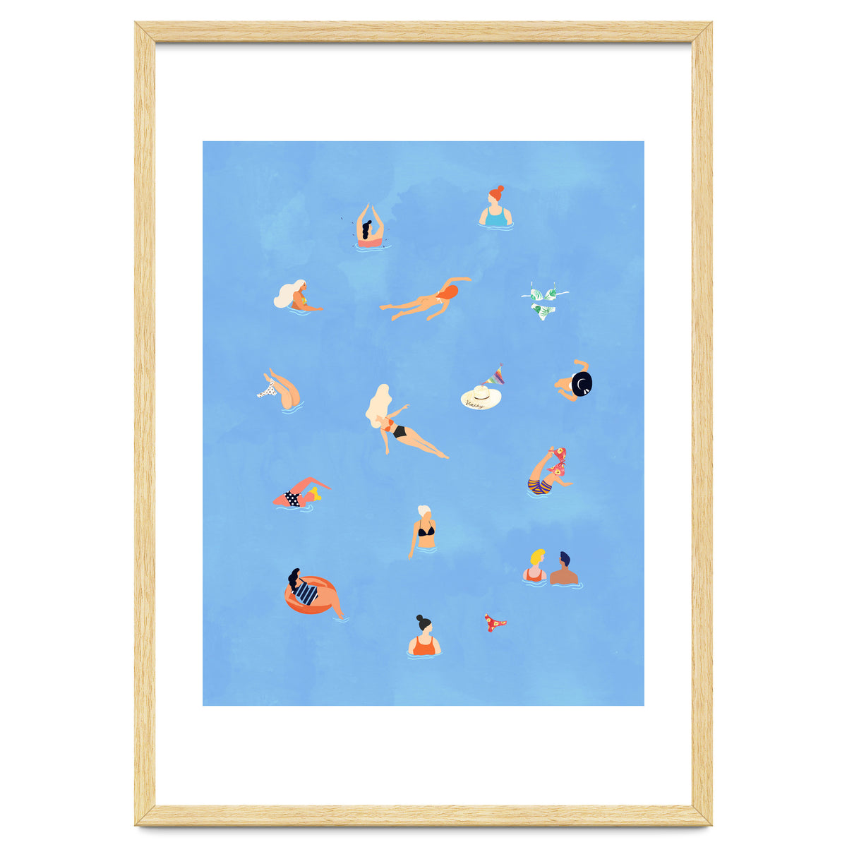 Summer Weekend in The Ocean Watercolor Swim Painting | Travel People Chic Eclectic Boho Fun