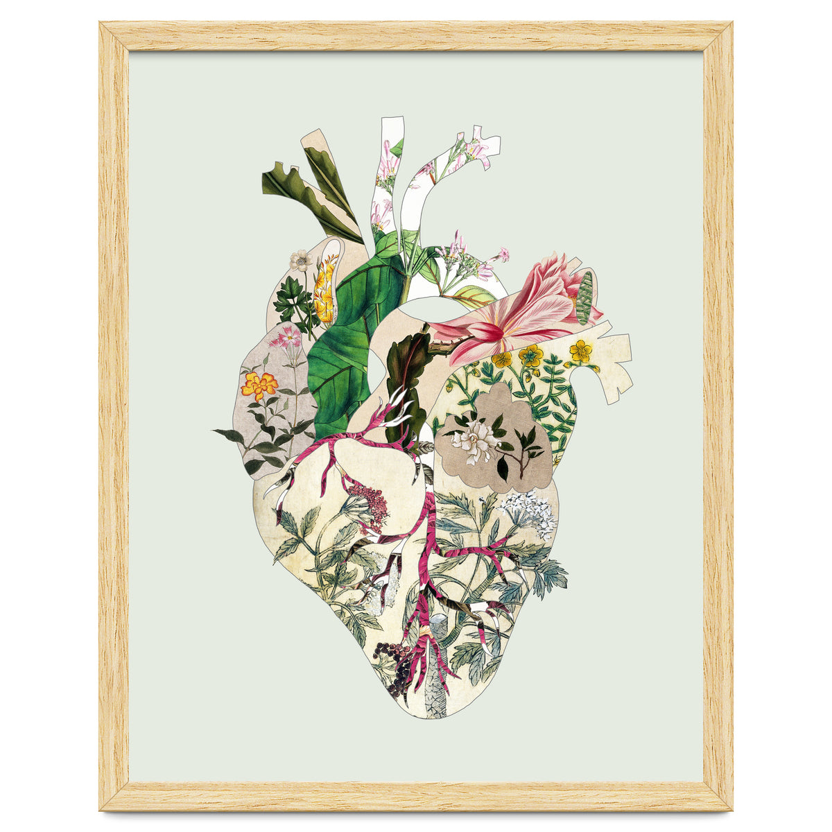 Vintage Botanical Heart - Green