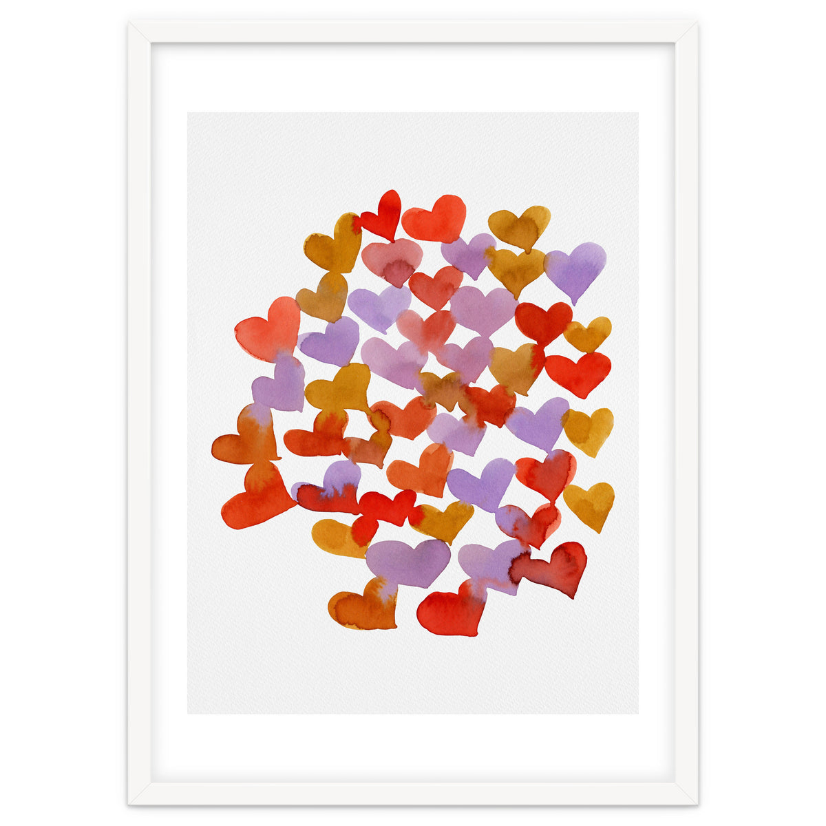 Watercolor melting hearts - retro