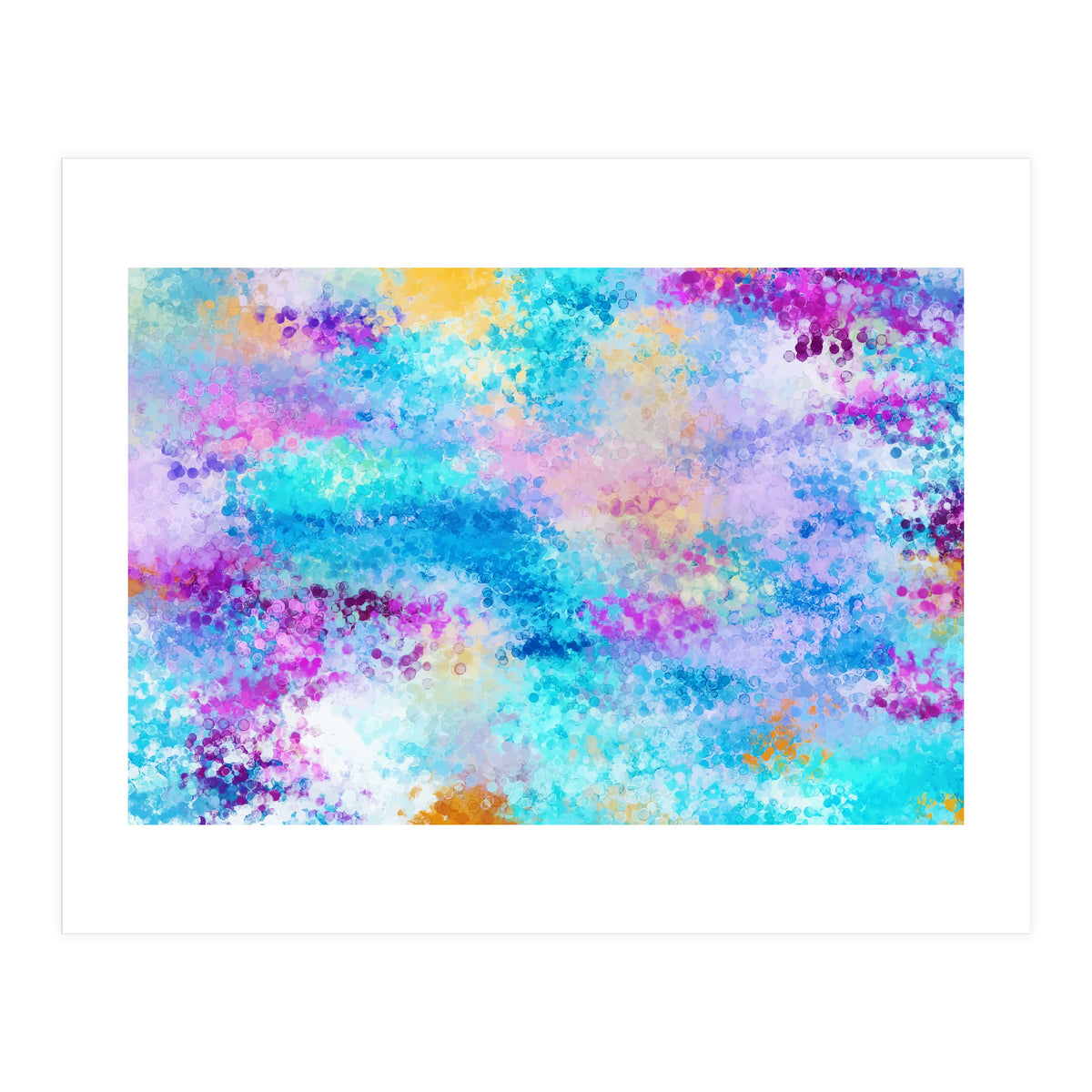 Mixed Emotions, Abstract Blue Colorful Painting, Eclectic Modern Bohemian Shapes Ocean (Print Only)