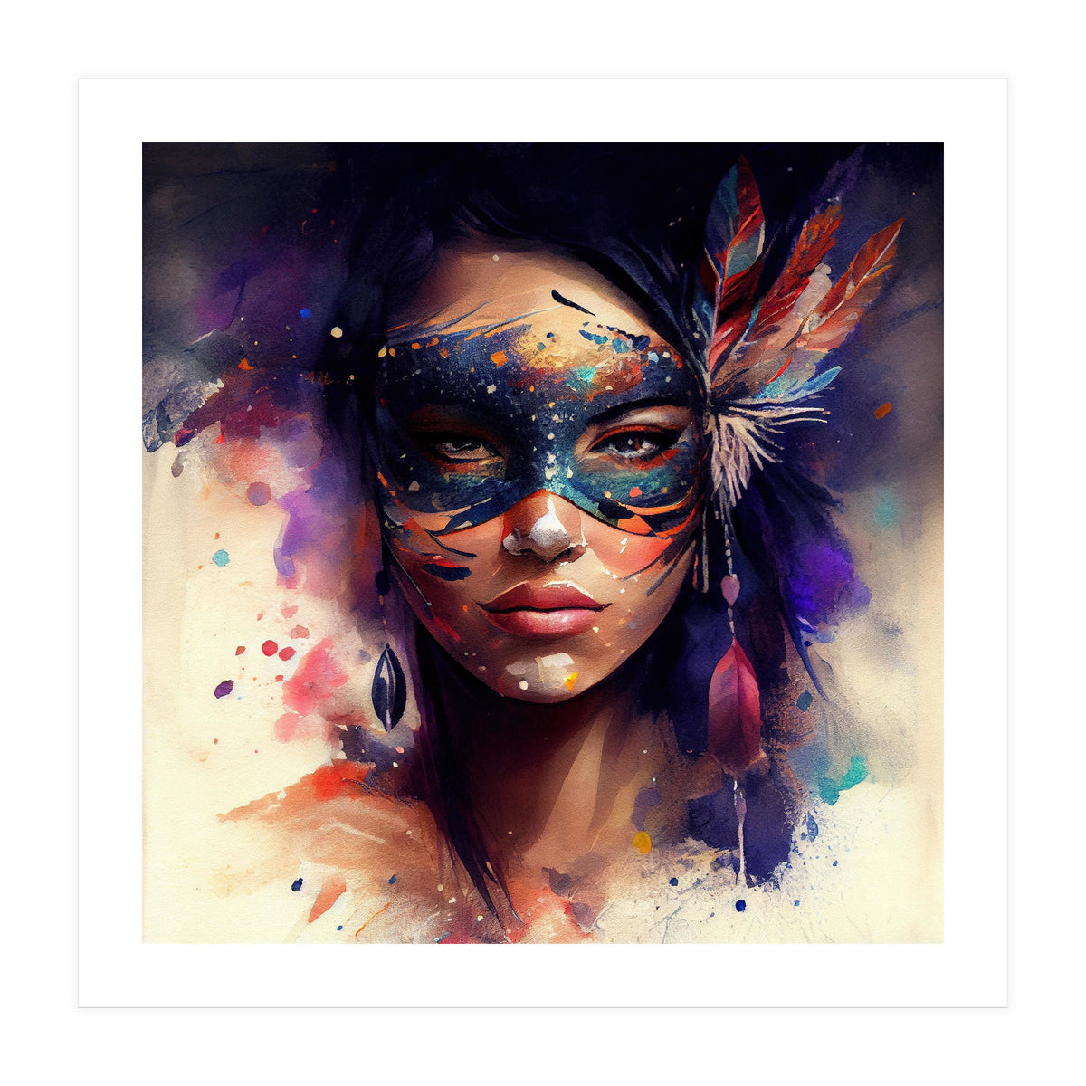 Watercolor Carnival Woman #1 (Print Only)