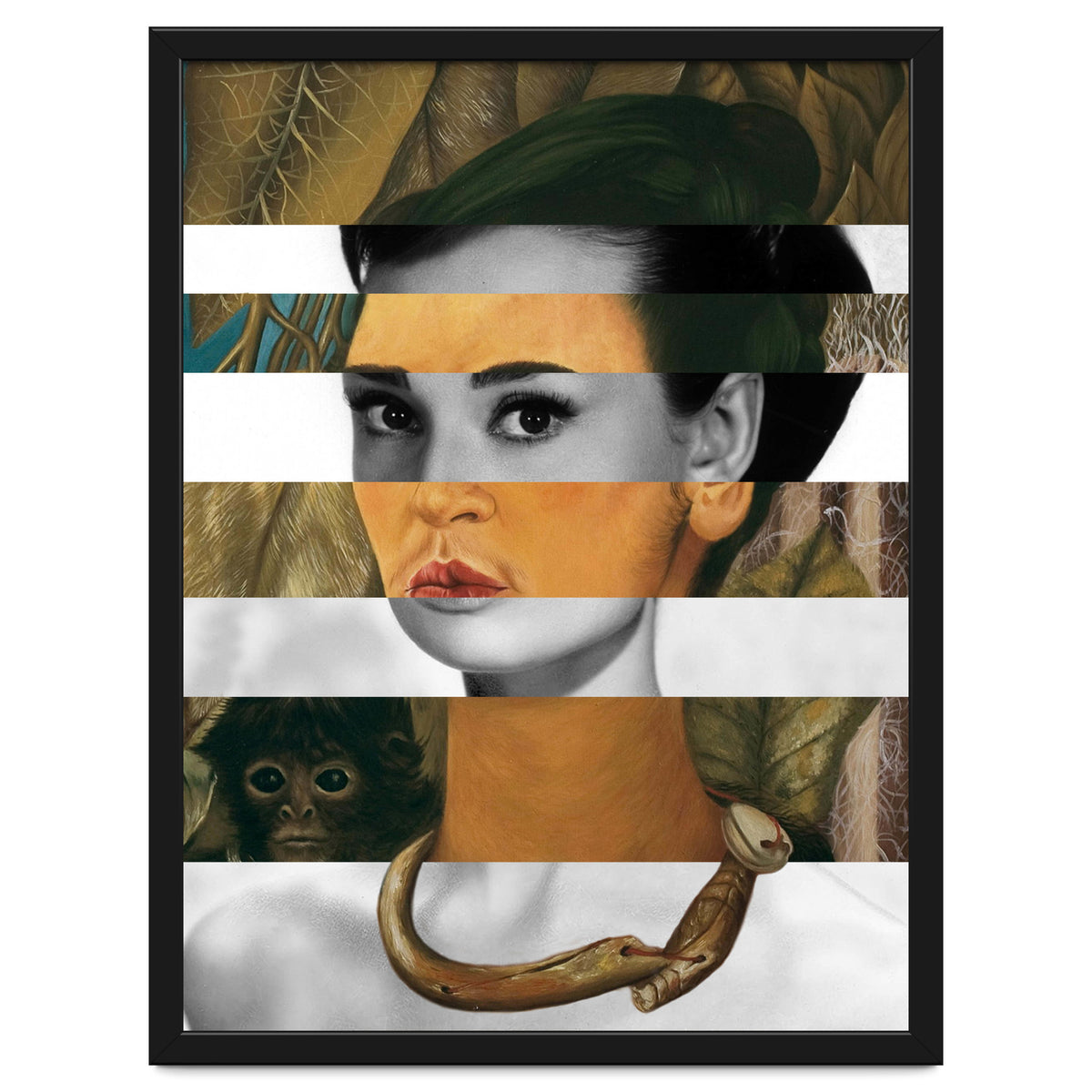 Frida Kahlo's Self Portrait with Monkey & Audrey Hepburn