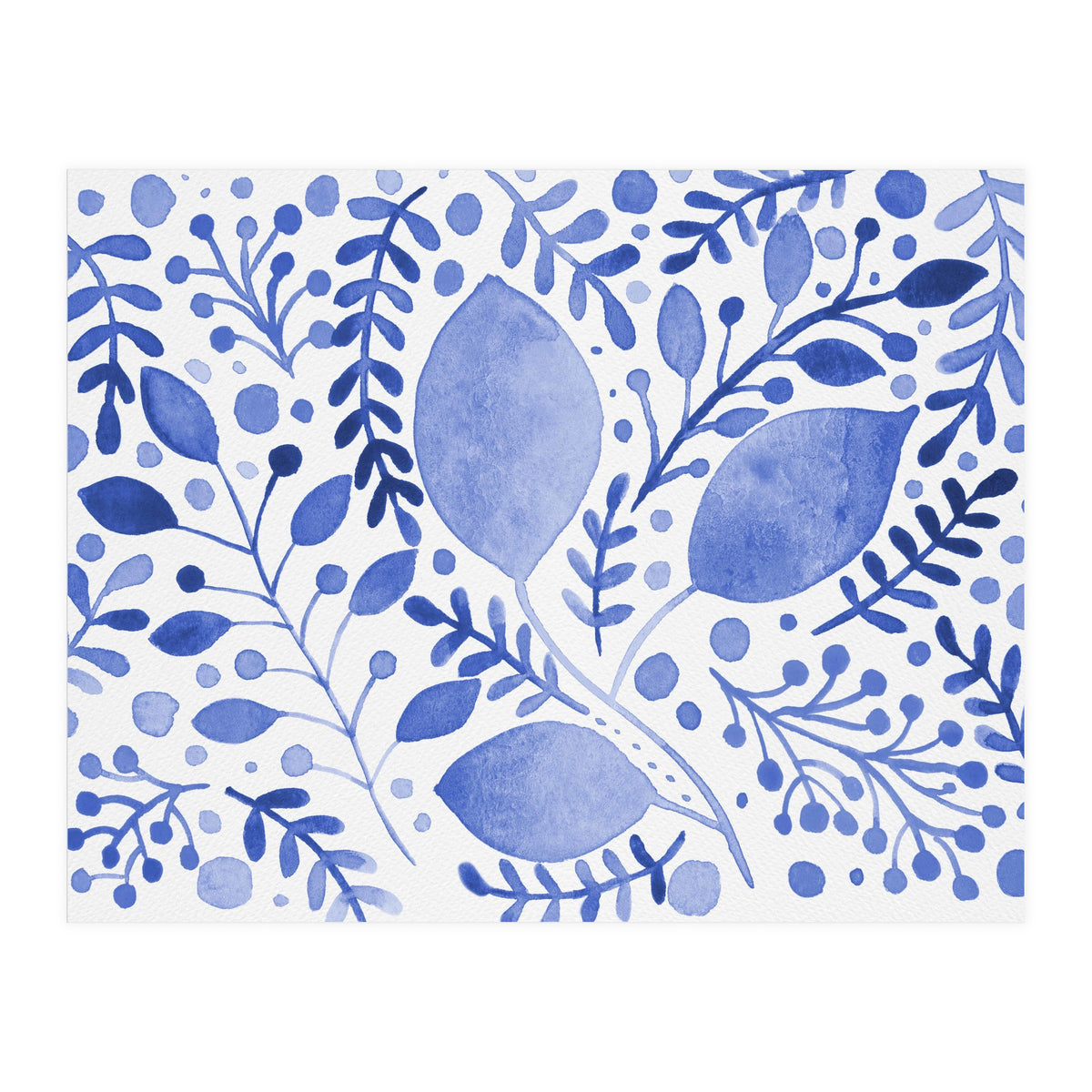 Watercolor branches and leaves - blue (Print Only)