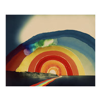 Rainbow Over the Coastline Abstract Painting (Print Only)