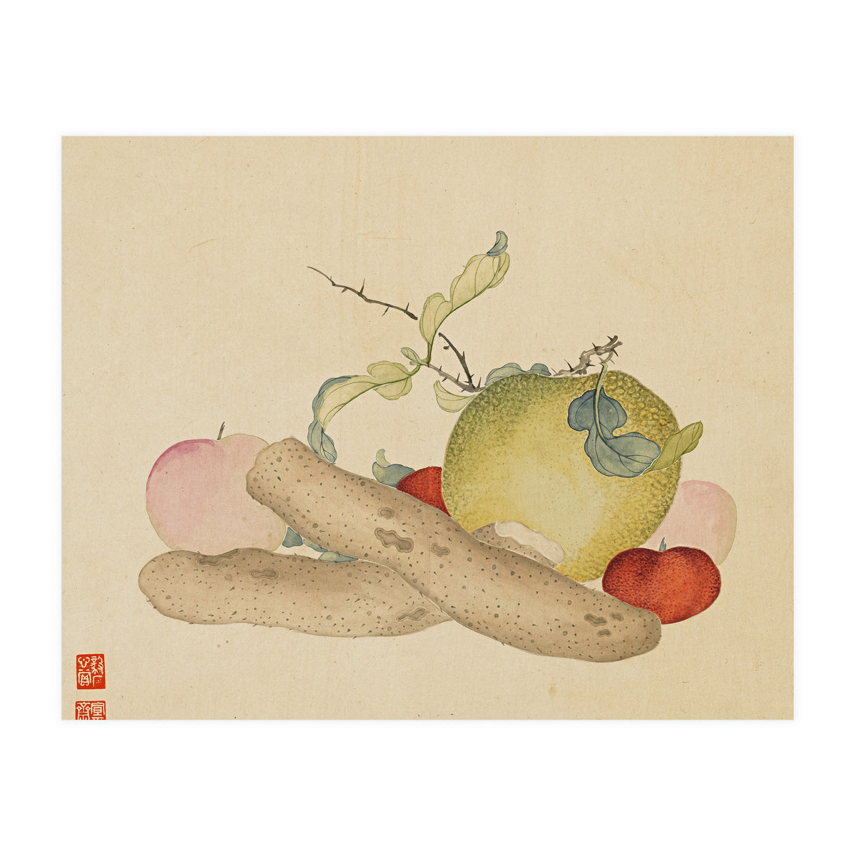 Wang Chengyu~flowers And Vegetables, Vegetables, Fruits, Yam, Apple, Pear (Print Only)