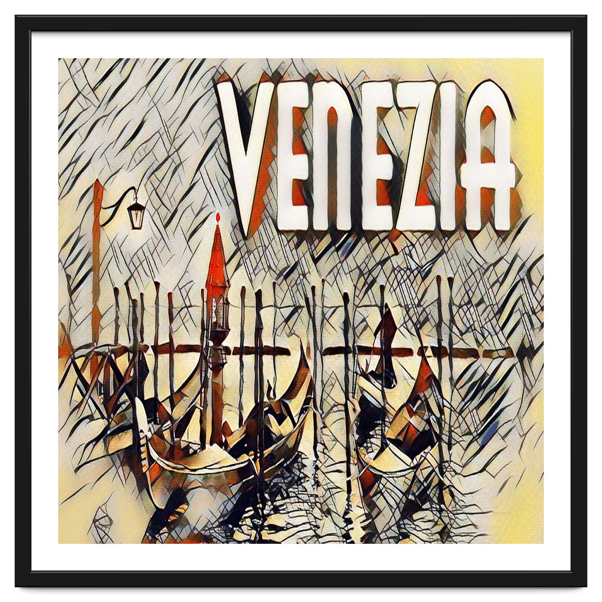 Venezia Vintage Art Gondolas sketch