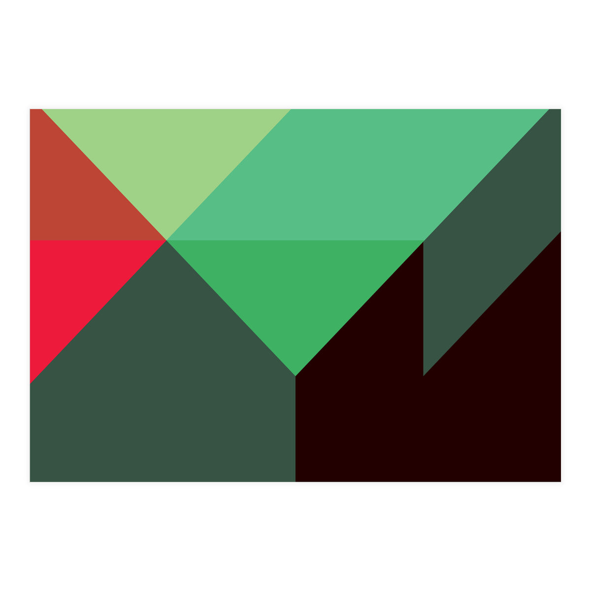 Geometric Shapes No. 30 - red, green & black (Print Only)