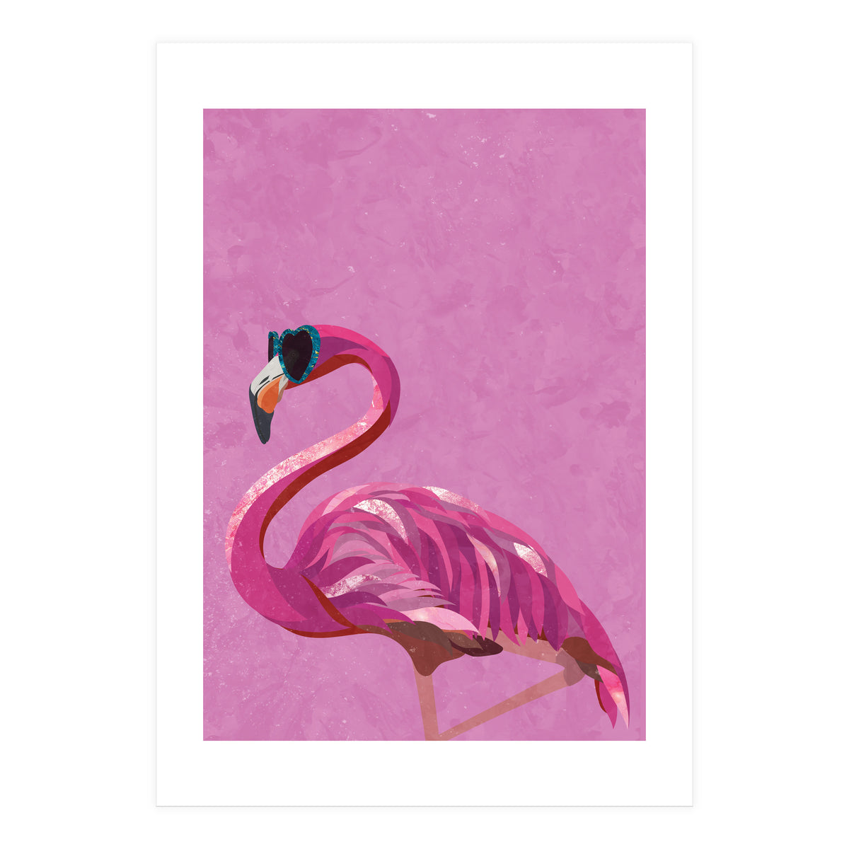 Pink Flamingo Wearing Glasses (Print Only)