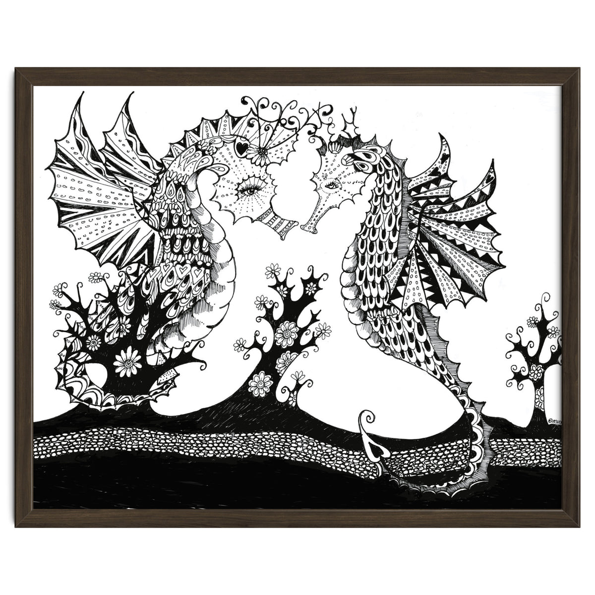 Seahorse Dragons Love Illustration